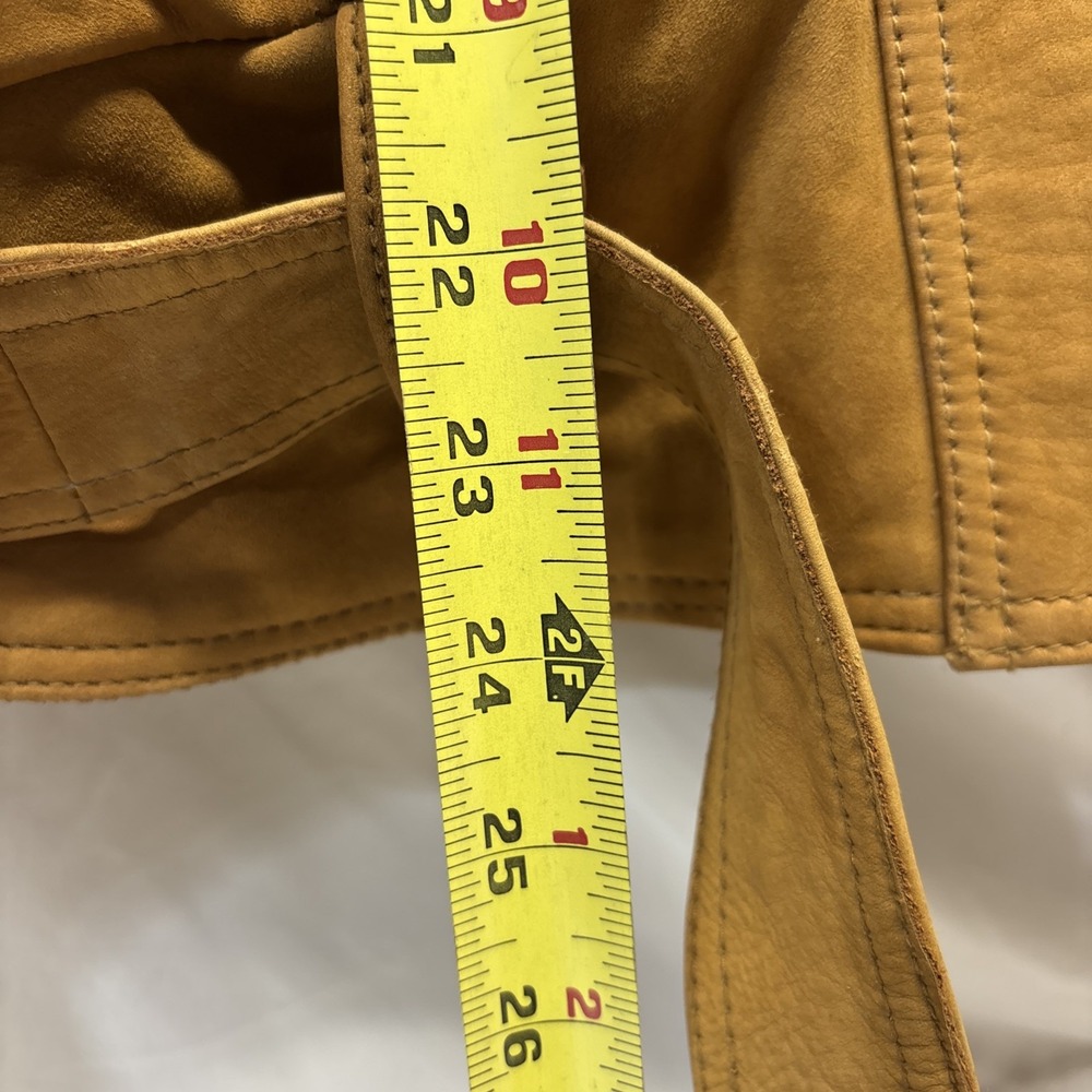 VTG 80s FIRST Western Fringe Cropped Moto Leather Jacket Womens Tan Quilted Med - Picture 8 of 9